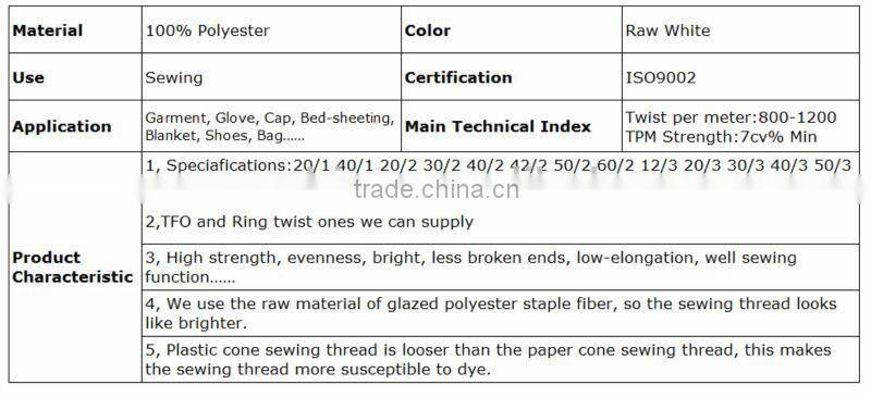 20/s 100% spun polyester sewing thread