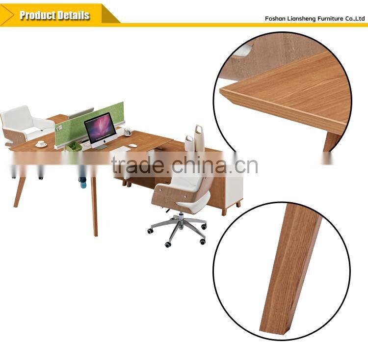 2016Comtemporary office furnitures L sharp staff table office desk for two people made in Foshan