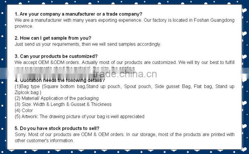 flat bottom Aluminum foil food bag with valve