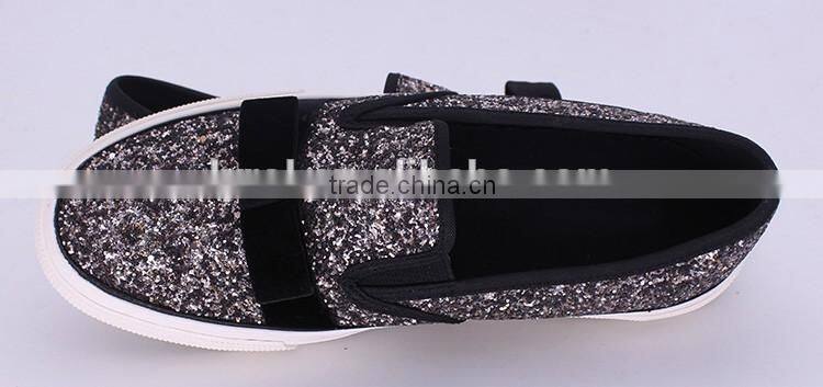 bow decorated giltter fancy vulcanized shoe women sneakers cheap casual canvas shoe woman