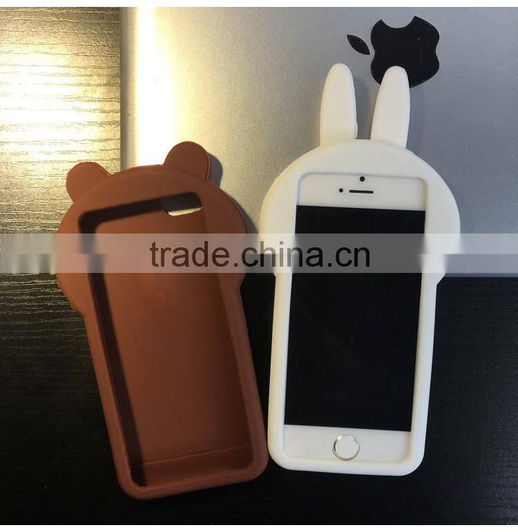Fashion Korea 3D Cute Lovely Cartoon Lover Bear Rabbit Chicken Soft Silicone Shockproof Phone Protector Case for iPhone6 6s Plus