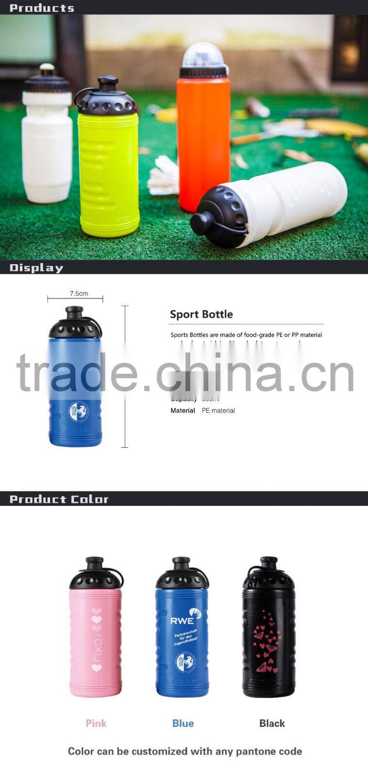 Eco-Friendly food grade PE water bottles for our door