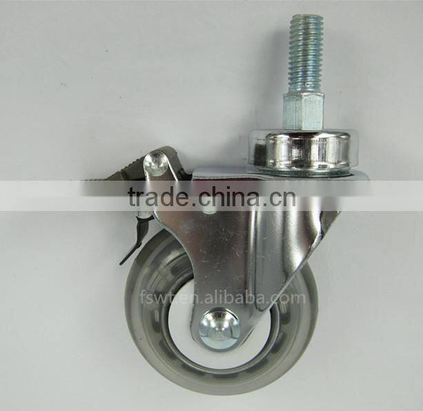 Threaded Stem With Brake All Size Medium Duty PU Furniture Casters