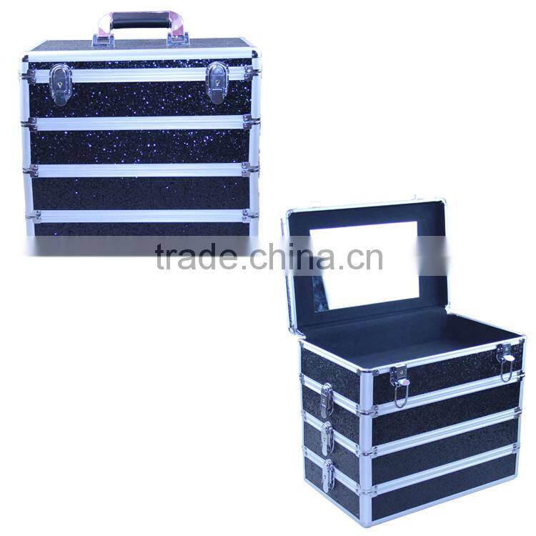 Factory Customizable Velvet Black Jewelry Box With 4 Layers