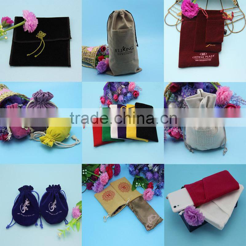 wholesale hot selling small velvet jewelry pouch with customzied logo printed