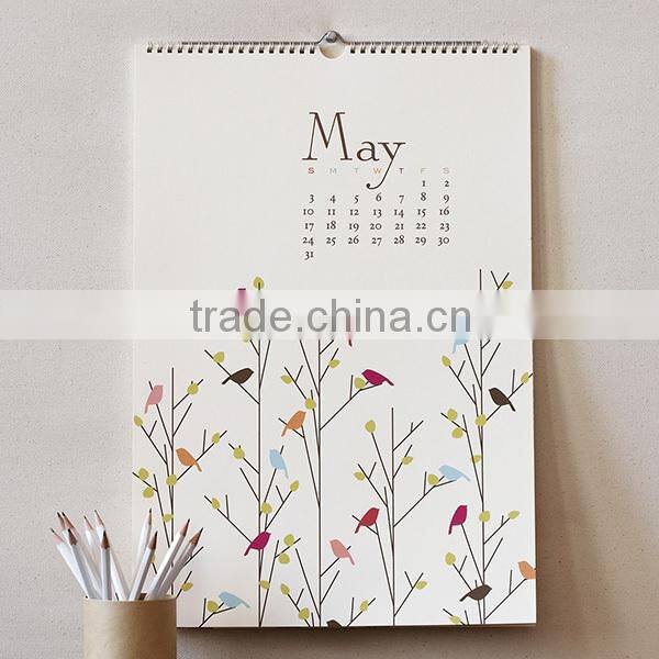 Sprial Binding Paper Wall Calendar/Wholesale Custom Calendar Printing