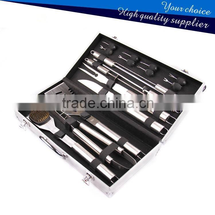 18pcs Stainless Steel BBQ Grill Tools set with Alumium Case