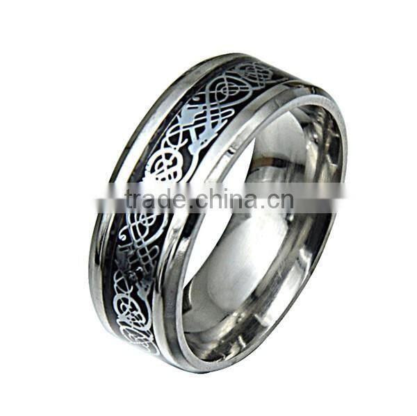 Stainless steel glass face drawing ring