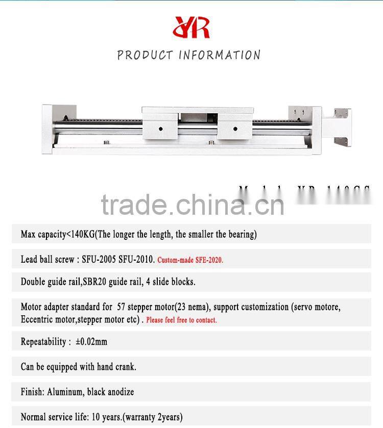 140kgs Load Capacity Double Linear Rail Ball Screw Type Linear Module Linear Stage YR-140S