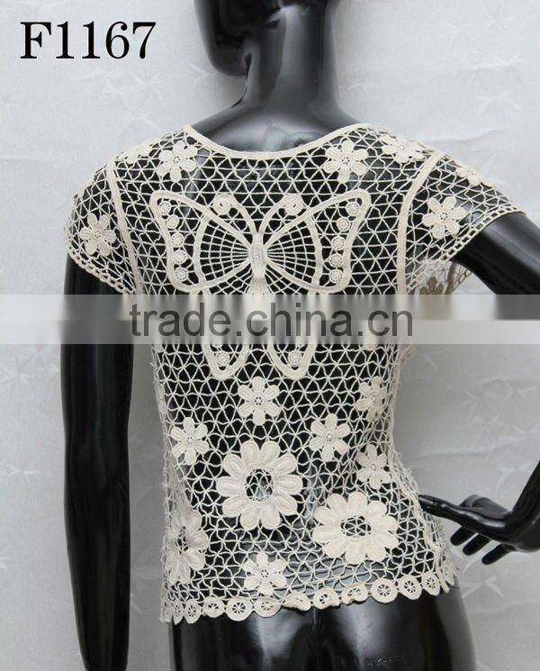Short sleeve ladies embroidery blouse F1167