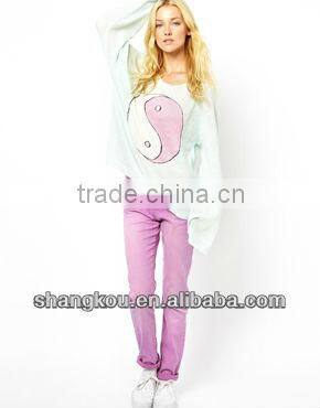 2013 high fashion design women Ying Yang Penny Lane Sweater round neck sweater knitted detail oversize fit shkz89