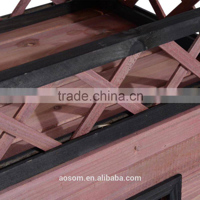 PawHut 2-Story Wood Indoor/Outdoor Cat House -Brown