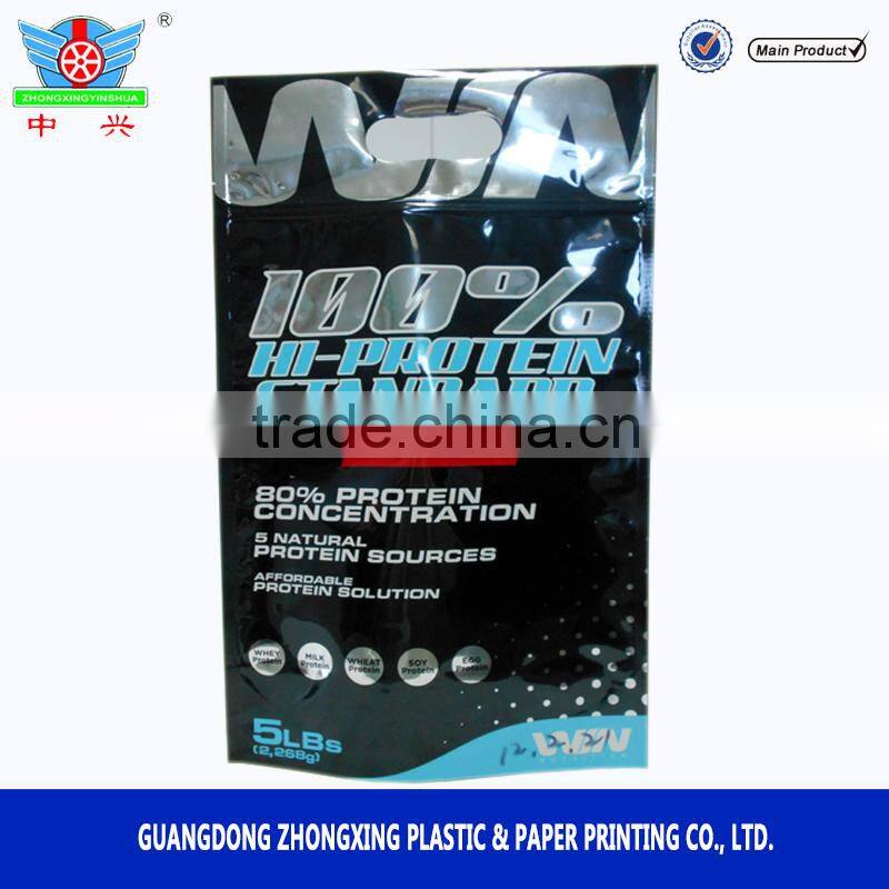 5lb plastic whey protein powder container packaging bag with stand up and zipper lock
