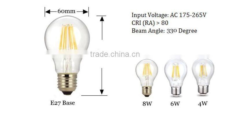 8W A60 LED Globe Bulb e27 vintage edison light bulb 100w