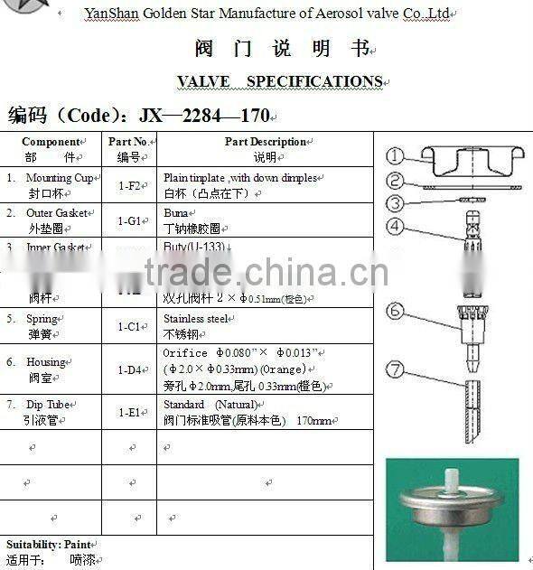 aluminum aerosol spray paint valves and actuator