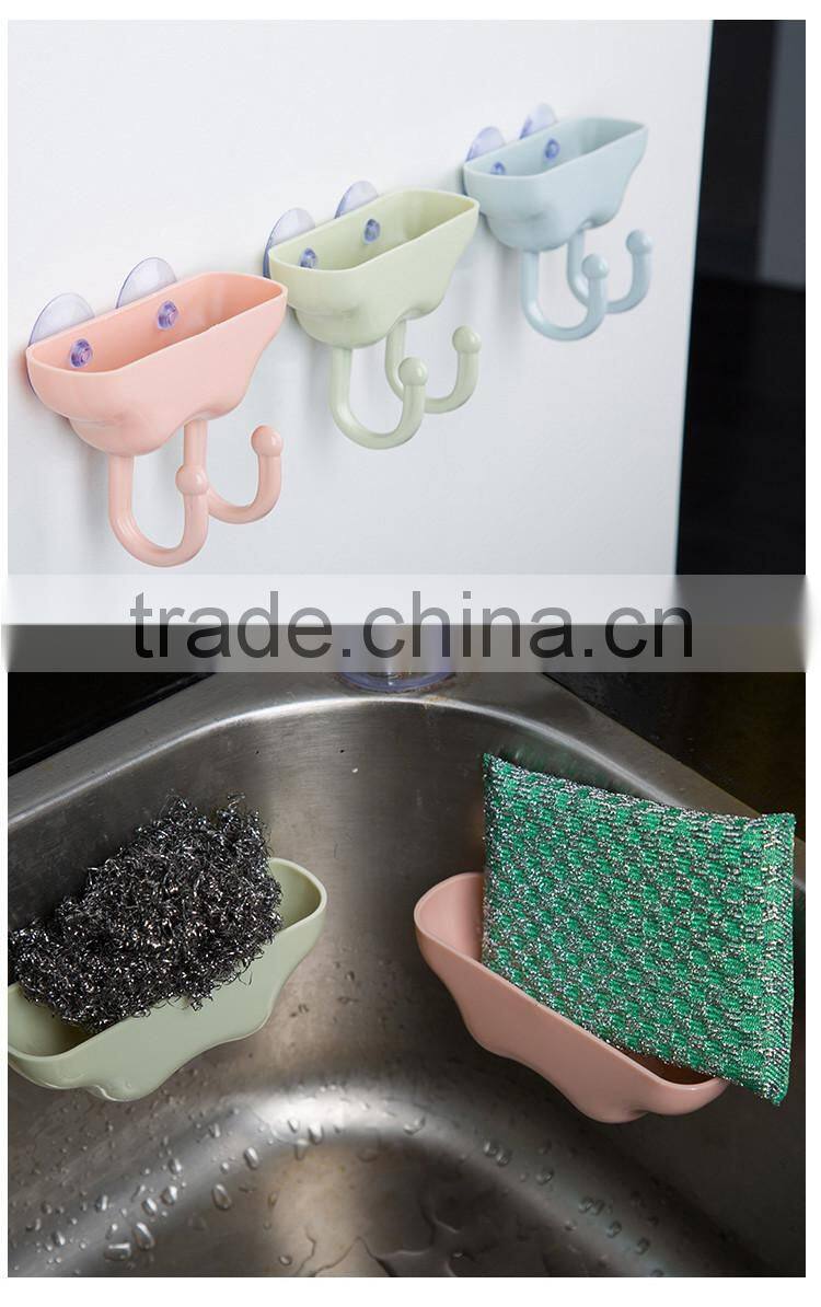 Hard Plastic Soap Dish Holder Bathroom Shower Tray With Hook Wall Suction Cup