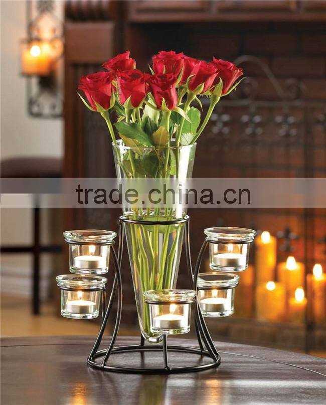 Metal Wire Flower Vase Stand Metal Centerpiece Decorative Candle Holder