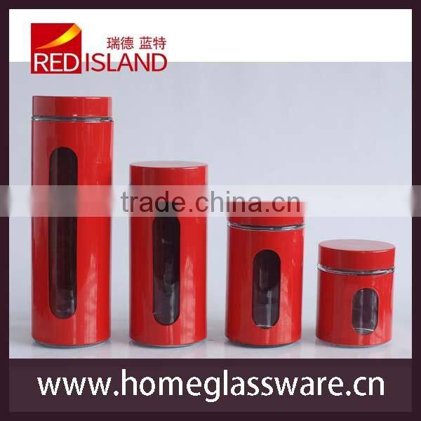 sugar coffee tea pasta storage glass jar with stainless steel casing