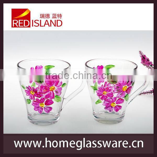 230ml unique flower pattern glass coffee mug glass tea mug