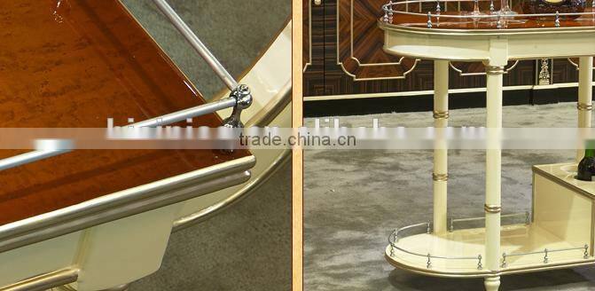 European Style Luxury Wooden Dining Car, Fashionable Villa Convenient Tea/Wine Serving Trolley (BF01-ML021)