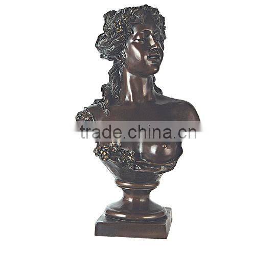 Cast brass lady bust statue