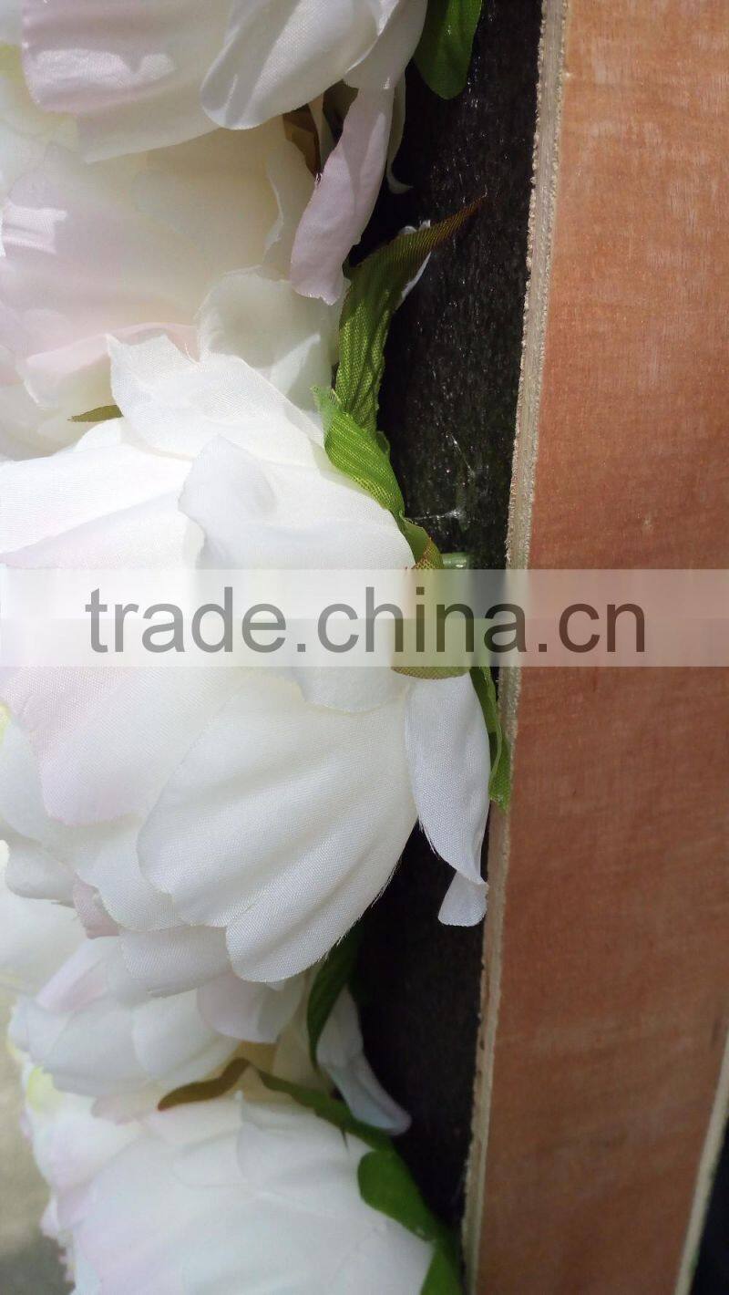 artificial silk ombre flower wall with wood panel for wedding decoration