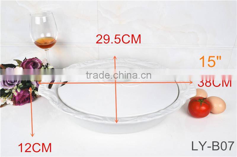 15" ceramic oval cook comal