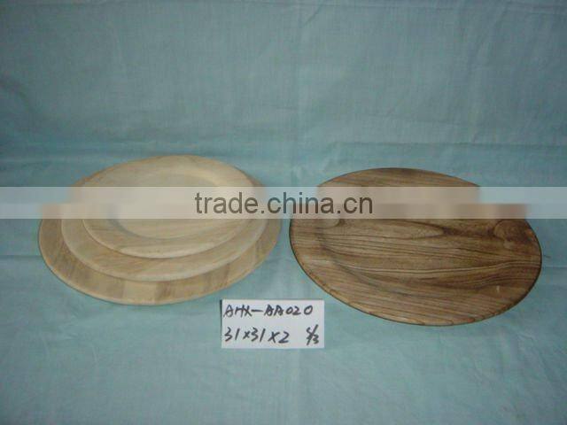 carbonized wholesale decorative round wooden plate