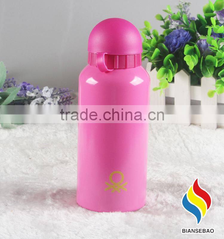 500ml Pink single wall aluminum water bottle with logo