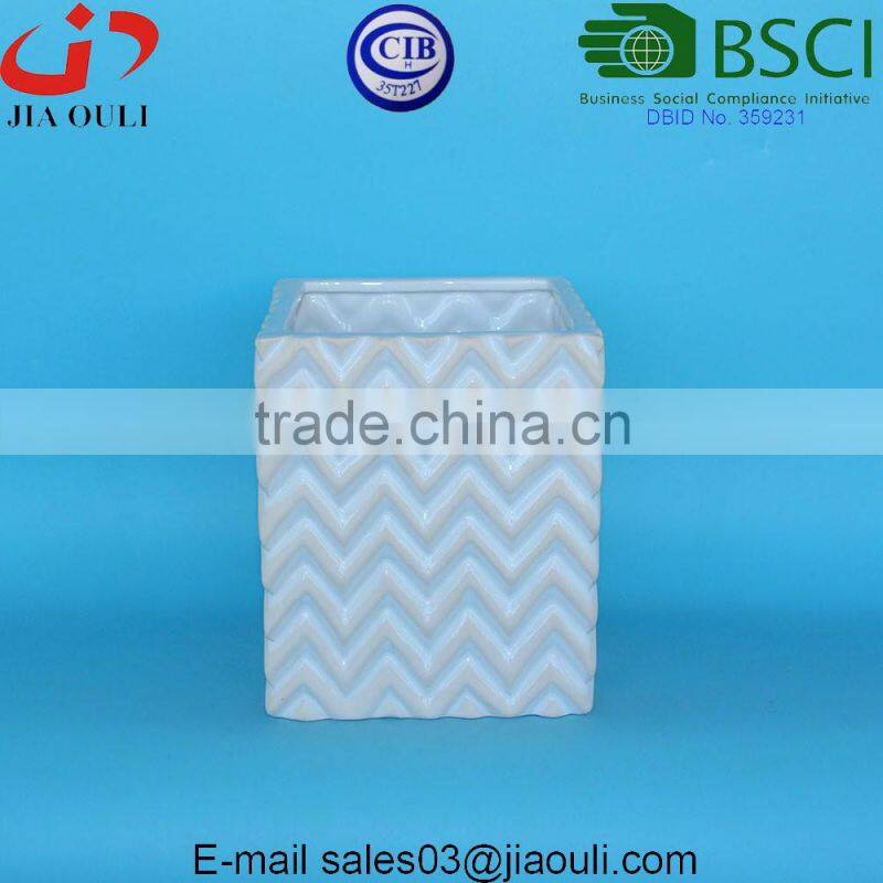 New design black sand surface ceramic mini square succulents flower plant pots for sale