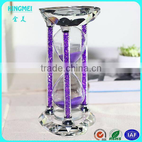 KM-CP06 Elegant Plastic Crystal Heart Shape Sand Timer Hourglass Factory