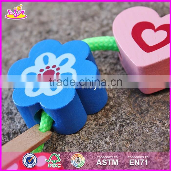 2017 New design 10 pieces beads children preschool wooden lacing toys W11E064-S