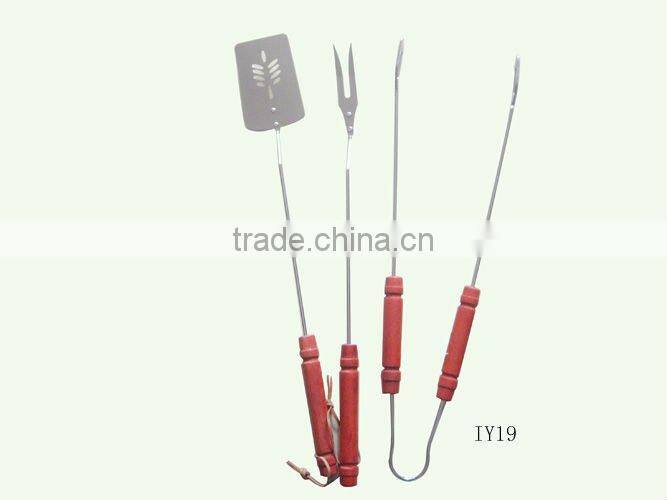 Stainless steel wooden handle BBQ tool sets