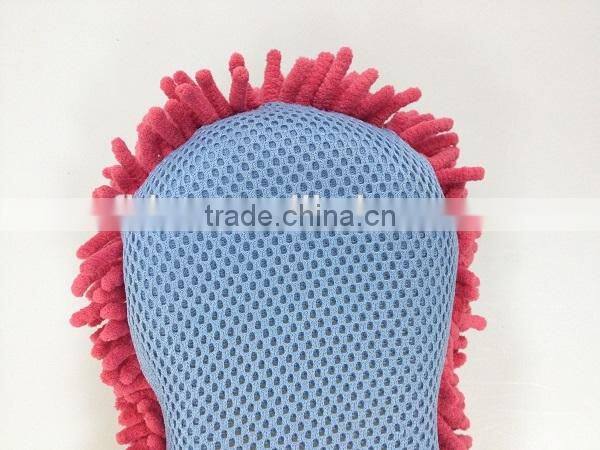 8 shape microfiber chenille mesh double side car wash advertising sponge