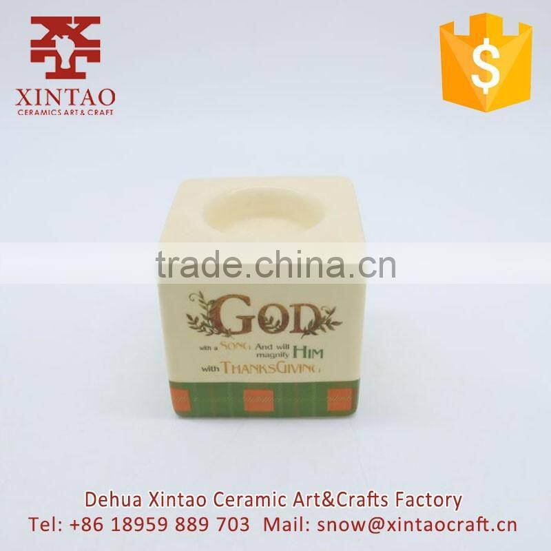 Fine square ceramic candle holder for Thanks Giving Day