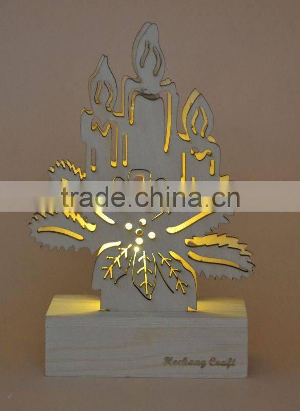 2015 newest top quality wooden Christmas decor gift with light