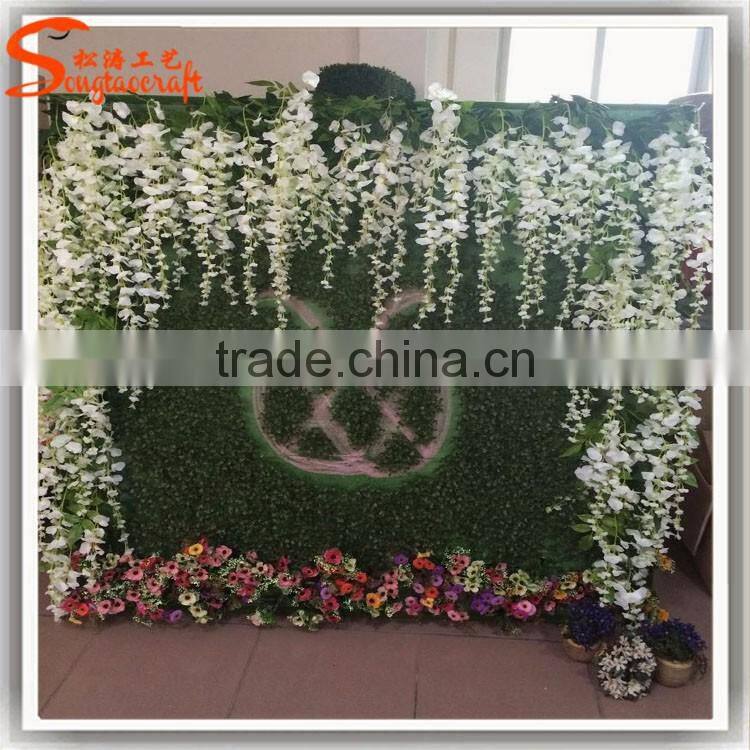 Artificial flower door for decorative artificial flower wall