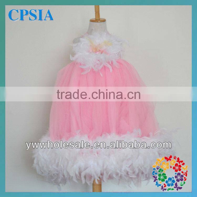 New girls rosette dresses kids dresses for weddings birthday evening party feather tutu long dresses set