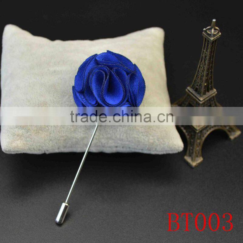 Manfacuter stock various colors men custom fabric flower pins for dressing
