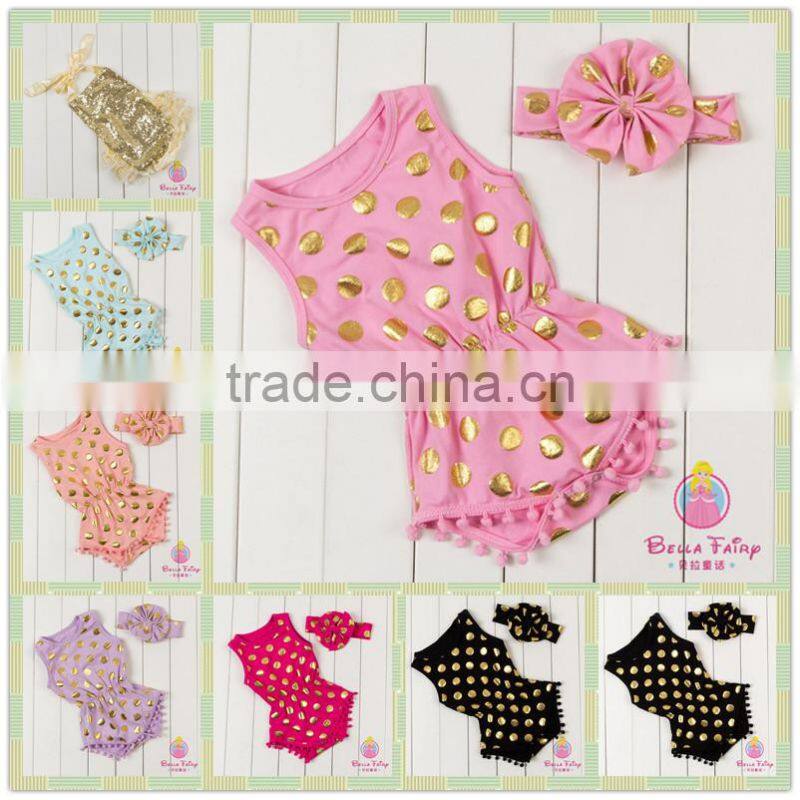 Popular selling 100%cotton baby jumpsuit rompers for toddler grils