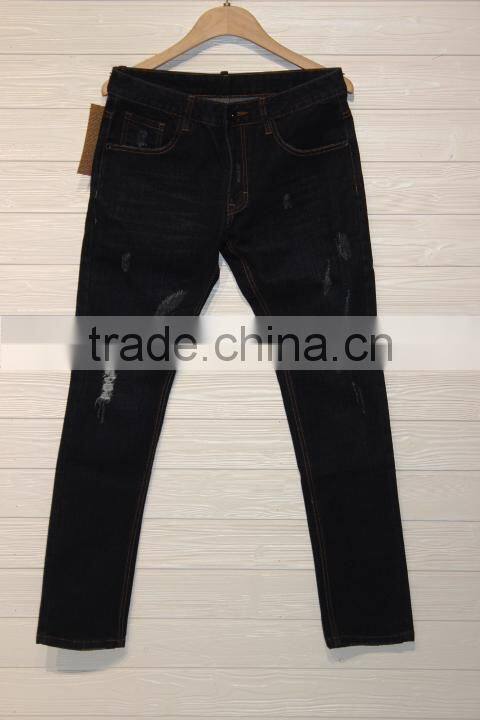GZY 2017 New classical embroidery patch style man's jeans pent damaged jeans stock