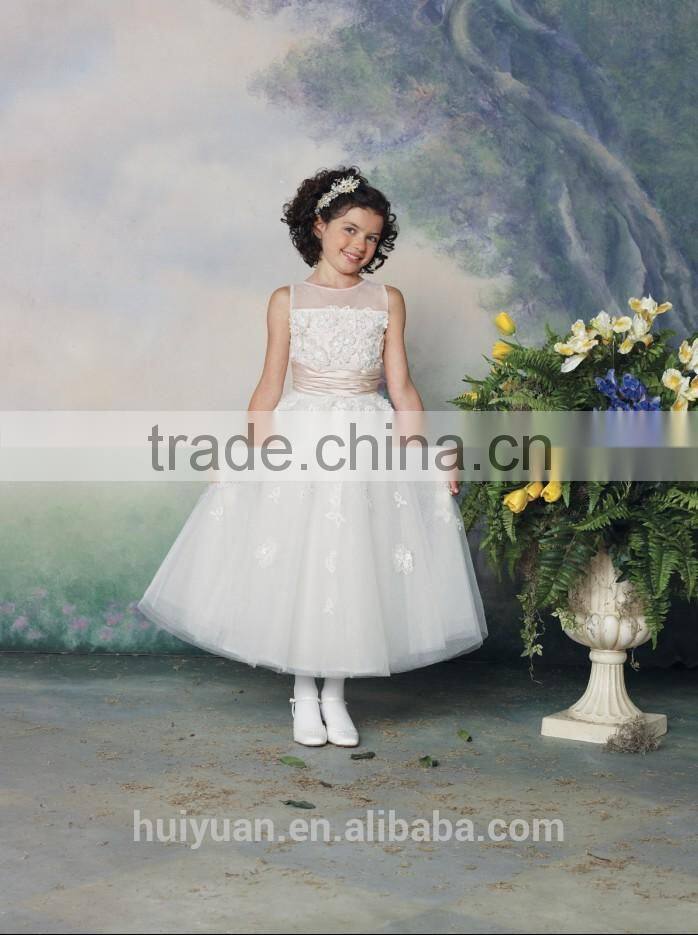 white flower halter kids evening gowns
