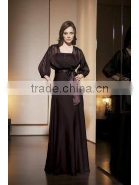 long sleeve A-line chiffon cocktail dress