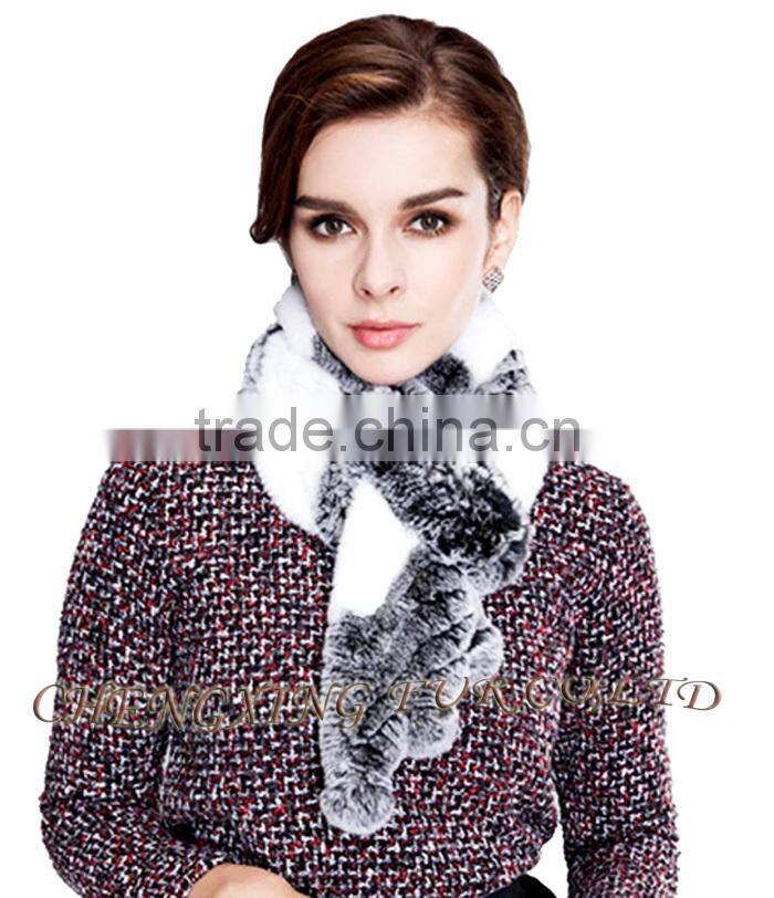 CX-S-18G Fashion Warm Ladies Dyed Fur Rex Rabbit Fur Square Scarf Wholesale