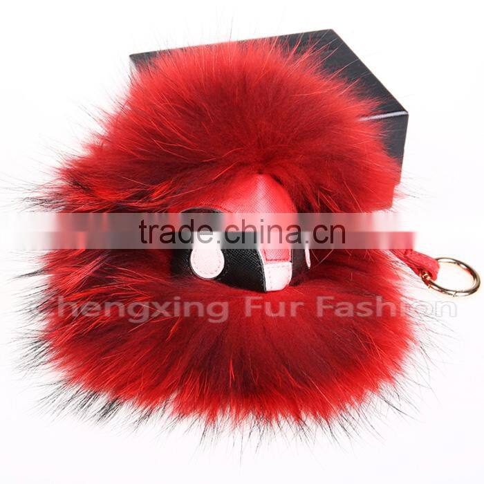 CX-R-48F New Arrival Fashion Fur Bag Charm Raccoon Fur Pom Keychain