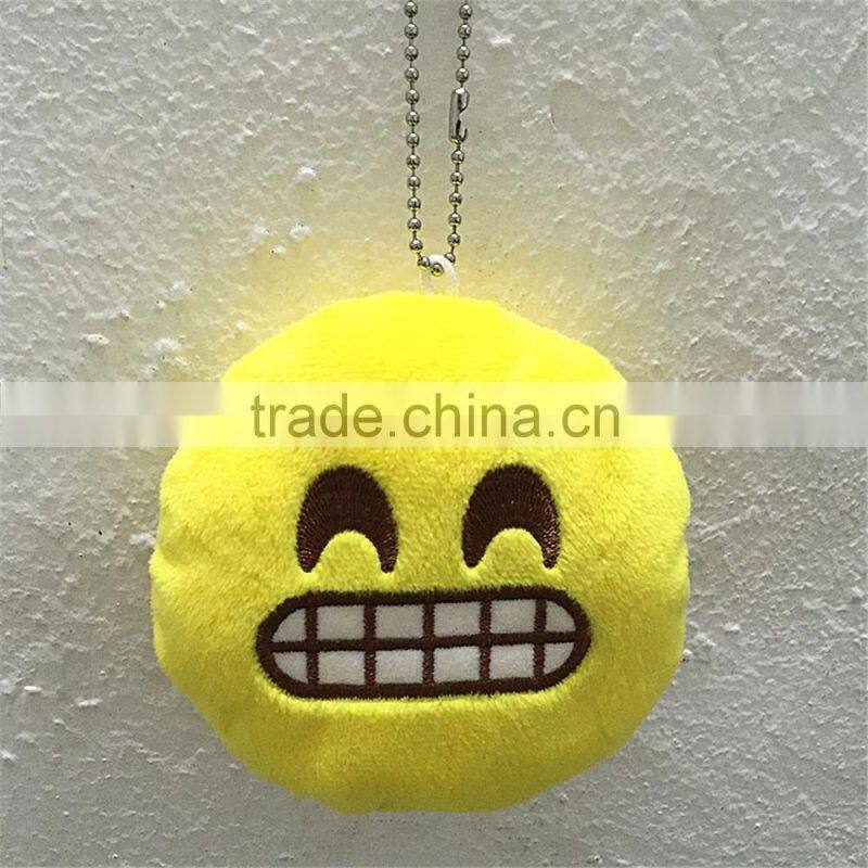 2016 Popular cheap Stuffed Plush Soft Toy Key Chains Yellow emoji keychain