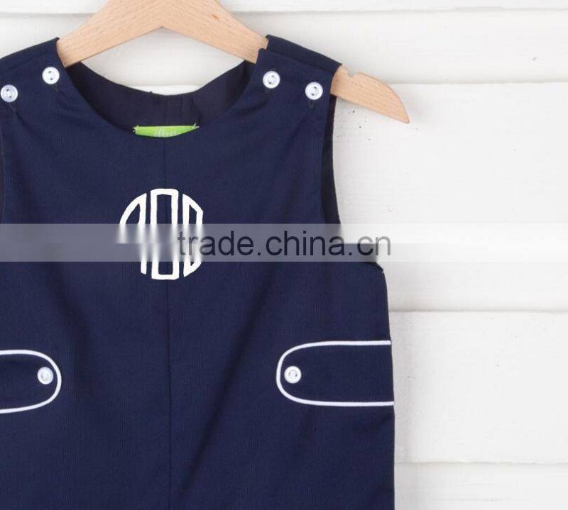 High quality bewborn sleeveless navy blue color summer baby smocked romper