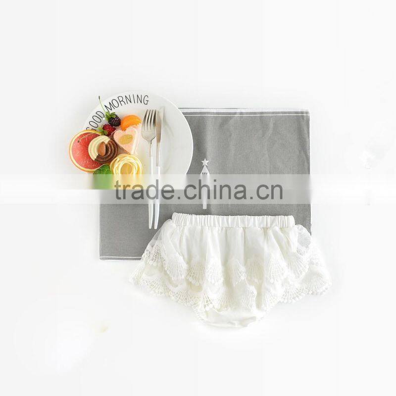 Pure white woven cotton bloomers double chiffon mesh tassel china manufacture product