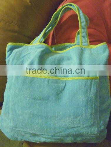 Custom cotton tote beach towel bag and velour printing towels
