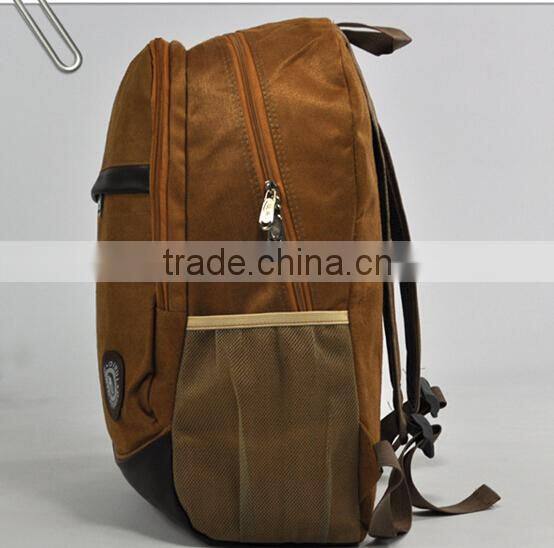 Average size Big Containable brown Suede leather Backpack With Many Pockets